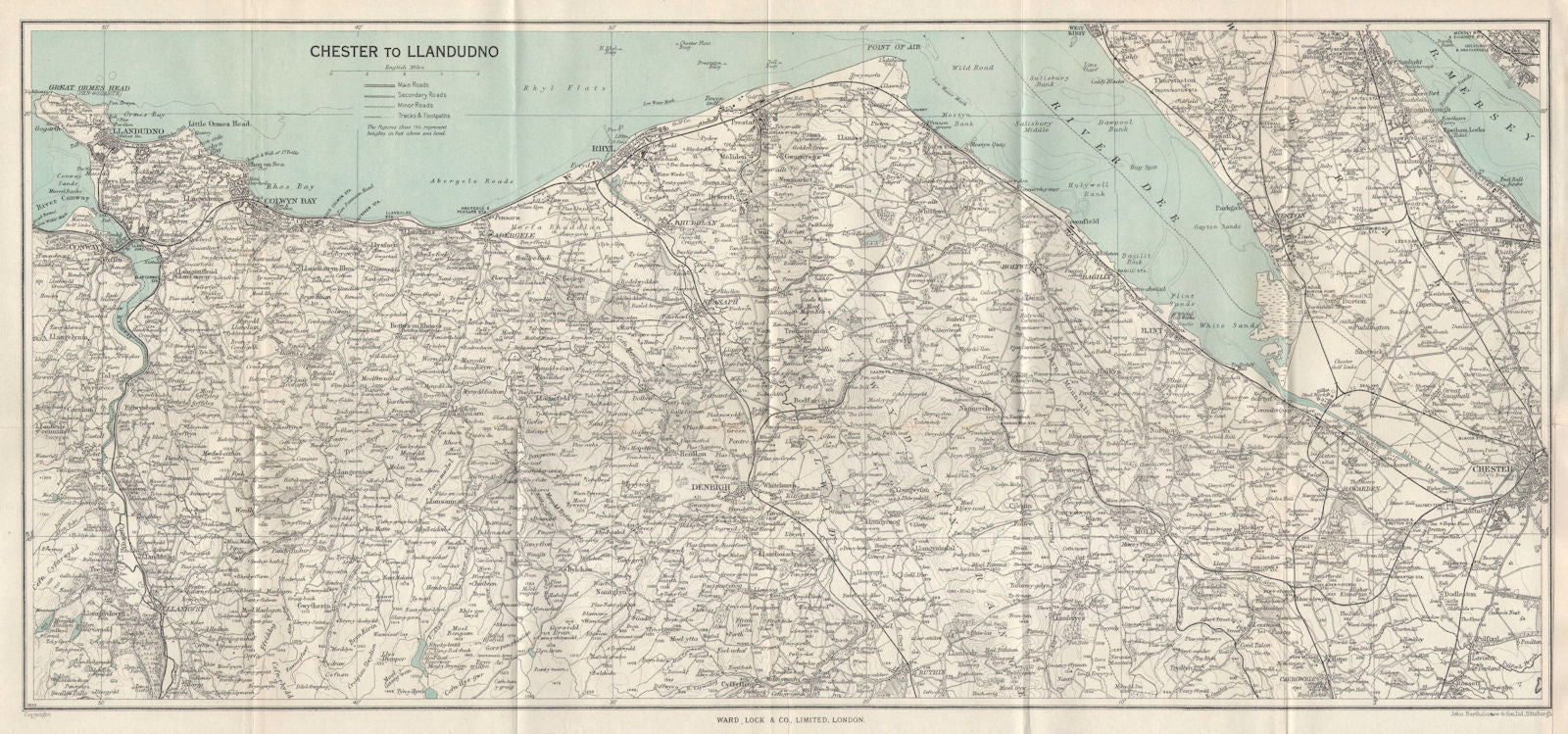 NORTH WALES COAST. Chester-Llandudno. Denbigh Rhyl Deeside. WARD LOCK 1963 map